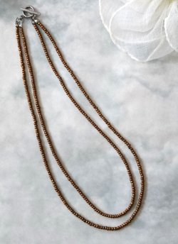 画像3:  【送料無料】◆flower storm◆長さ42cm アンティークブロンズのガラスビーズ2連ショートネックレス 金属アレルギー対応 ( ステンレス アクセサリー チョーカー 日本製 メンズ レディース） アクセサリー 日本製 メンズ レディース）