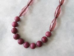 画像6: 【送料無料】◆flower storm◆長さ42cm 天然白檀ウッドビーズ＆アクリル、ガラスビーズのショートネックレス モーヴ Mauve 金属アレルギー対応 (サンダルウッド 香木 天然 ステンレス TOHOビーズ アクセサリー チョーカー 日本製 メンズ レディース）