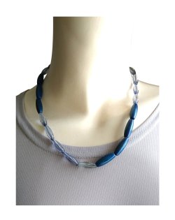 画像5: 【送料無料】◆flower storm◆長さ42cm~48cm ウッド＆アクリルビーズのアシンメトリーショートネックレス ネイビー (天然素材 木製 ステンレス アレルギー対応 アクセサリー 日本製 メンズ レディース）