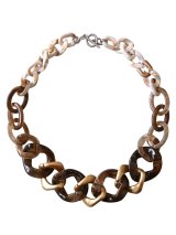 【送料無料】◆flower storm◆長さ約48cm アクリルチェーン ショートネックレス Khaki Brown × Gold 金属アレルギー対応 (アクセサリー 大ぶり ボリューム 季節感 春夏 レディース  日本製）