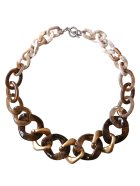 他の写真1: 【送料無料】◆flower storm◆長さ約48cm アクリルチェーン ショートネックレス Khaki Brown × Gold 金属アレルギー対応 (アクセサリー 大ぶり ボリューム 季節感 春夏 レディース  日本製）