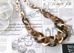 画像4: 【送料無料】◆flower storm◆長さ約48cm アクリルチェーン ショートネックレス Khaki Brown × Gold 金属アレルギー対応 (アクセサリー 大ぶり ボリューム 季節感 春夏 レディース  日本製）