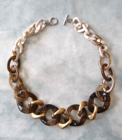 画像7: 【送料無料】◆flower storm◆長さ約48cm アクリルチェーン ショートネックレス Khaki Brown × Gold 金属アレルギー対応 (アクセサリー 大ぶり ボリューム 季節感 春夏 レディース  日本製）