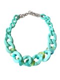 【送料無料】◆flower storm◆長さ約49cm アクリルチェーン ショートネックレス Turquoise Green （アクセサリー 大ぶり ボリューム 季節感 春夏 レディース  日本製））