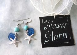 画像6: 【送料無料】【ピアス】◆flower storm◆8mm ターコイズとヒトデ、シェルのサージカルステンレス製フックピアス 金属アレルギー対応(アクセサリー 夏 海 天然石 パワーストーン ラッキーモチーフ 日本製)