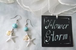 画像10: 【送料無料】【ピアス】◆flower storm◆8mm ターコイズとヒトデ、シェルのサージカルステンレス製フックピアス 金属アレルギー対応(アクセサリー 夏 海 天然石 パワーストーン ラッキーモチーフ 日本製)