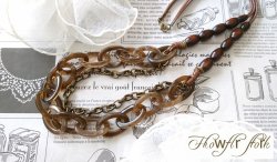 画像4: 【送料無料】◆flower storm◆長さ75cm 大ぶり こっくりブラウンの異素材ロングネックレス ウッド、アクリル、チェーン （アクセサリー 日本製 レディース） 