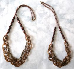 画像8: 【送料無料】◆flower storm◆長さ75cm 大ぶり こっくりブラウンの異素材ロングネックレス ウッド、アクリル、チェーン （アクセサリー 日本製 レディース） 