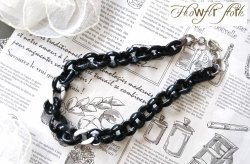 画像3: 【送料無料】◆flower storm◆長さ約44cm アクリルチェーン ショートネックレス Black×Silver  （アクセサリー ボリューム レディース  日本製)