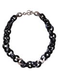 【送料無料】◆flower storm◆長さ約44cm アクリルチェーン ショートネックレス Black×Silver  （アクセサリー ボリューム レディース  日本製)