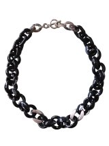 【送料無料】◆flower storm◆長さ約44cm アクリルチェーン ショートネックレス Black×Silver  （アクセサリー ボリューム レディース  日本製)