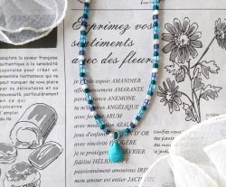 画像5: 【送料無料】◆flower storm◆長さ42cm 天然石ターコイズの雫＆夏色ビーズのショートネックレス ステンレス製留め具 (アクセサリー 日本製 TOHOビーズ レディース）