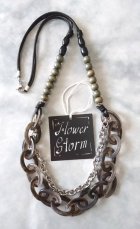 他の写真2: 【送料無料】◆flower storm◆長さ75cm 大ぶり グレーグラデーションの異素材ロングネックレス アレルギー対応（アクセサリー 日本製 レディース）
