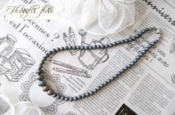 画像5:  【送料無料】◆flower storm◆長さ43~48cm 日本製樹脂パール 艶消し6mm ＆淡水パール10mm ネックレス ダークグレー アジャスター付 (6月誕生石 淡水真珠 ユリア樹脂 アクリルパール ステンレス アクセサリー 日本製）