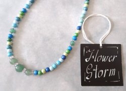 画像4: 【送料無料】◆flower storm◆長さ52~57cm 天然石グリーンアベンチュリン、水晶＆ウッドビーズのネックレス マルチカラーグリーン系 アジャスター付 ( パワーストーン 天然木 TOHOビーズ ステンレス アクセサリー 日本製 メンズ レディース） 