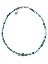 【送料無料】◆flower storm◆長さ52~57cm 天然石グリーンアベンチュリン、水晶＆ウッドビーズのネックレス マルチカラーグリーン系 アジャスター付 ( パワーストーン 天然木 TOHOビーズ ステンレス アクセサリー 日本製 メンズ レディース） 