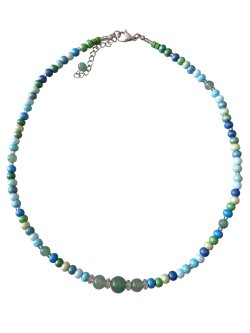 画像1: 【送料無料】◆flower storm◆長さ52~57cm 天然石グリーンアベンチュリン、水晶＆ウッドビーズのネックレス マルチカラーグリーン系 アジャスター付 ( パワーストーン 天然木 TOHOビーズ ステンレス アクセサリー 日本製 メンズ レディース） 