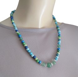 画像8: 【送料無料】◆flower storm◆長さ52~57cm 天然石グリーンアベンチュリン、水晶＆ウッドビーズのネックレス マルチカラーグリーン系 アジャスター付 ( パワーストーン 天然木 TOHOビーズ ステンレス アクセサリー 日本製 メンズ レディース） 