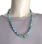 他の写真3: 【送料無料】◆flower storm◆長さ52~57cm 天然石グリーンアベンチュリン、水晶＆ウッドビーズのネックレス マルチカラーグリーン系 アジャスター付 ( パワーストーン 天然木 TOHOビーズ ステンレス アクセサリー 日本製 メンズ レディース） 