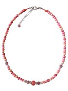 他の写真1: 【送料無料】◆flower storm◆長さ52~57cm 天然石ストロベリークォーツ、水晶＆ウッドビーズのネックレス マルチカラーレッド ピンク系 アジャスター付 ( パワーストーン 天然木 TOHOビーズ ステンレス アクセサリー 日本製 メンズ レディース）