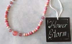画像4: 【送料無料】◆flower storm◆長さ52~57cm 天然石ストロベリークォーツ、水晶＆ウッドビーズのネックレス マルチカラーレッド ピンク系 アジャスター付 ( パワーストーン 天然木 TOHOビーズ ステンレス アクセサリー 日本製 メンズ レディース）
