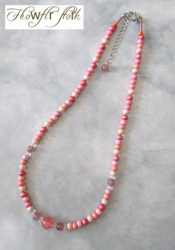 画像8: 【送料無料】◆flower storm◆長さ52~57cm 天然石ストロベリークォーツ、水晶＆ウッドビーズのネックレス マルチカラーレッド ピンク系 アジャスター付 ( パワーストーン 天然木 TOHOビーズ ステンレス アクセサリー 日本製 メンズ レディース）