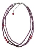 【送料無料】◆flower storm◆長さ51~56cm 天然石ルビージェイドと3種のビーズのモーヴ色3連ネックレス  アジャスター付 ( パワーストーン 翡翠 ヒスイ アクリル TOHO 真鍮 ステンレス アクセサリー 日本製 レディース ） 