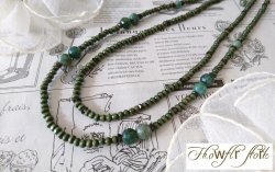 画像4: 【送料無料】◆flower storm◆長さ59~64cm 天然石モスアゲート（苔瑪瑙）、スモーキークォーツとウッドビーズの２連ネックレス  アジャスター付 ( パワーストーン 苔めのう 煙水晶 木製 TOHO ステンレス アクセサリー 日本製 ）