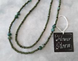 画像3: 【送料無料】◆flower storm◆長さ59~64cm 天然石モスアゲート（苔瑪瑙）、スモーキークォーツとウッドビーズの２連ネックレス  アジャスター付 ( パワーストーン 苔めのう 煙水晶 木製 TOHO ステンレス アクセサリー 日本製 ）