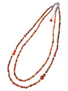 他の写真1: 【送料無料】◆flower storm◆長さ59~64cm 天然石サードオニキス、ゴールドシトリンと秋色ビーズのマルチカラー２連ネックレス  アジャスター付 ( パワーストーン 紅縞瑪瑙 黄水晶 ウッド ボヘミアン TOHO ステンレス アクセサリー 日本製 ） 