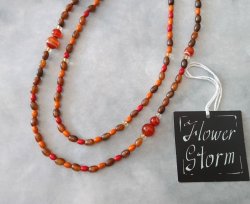 画像5: 【送料無料】◆flower storm◆長さ59~64cm 天然石サードオニキス、ゴールドシトリンと秋色ビーズのマルチカラー２連ネックレス  アジャスター付 ( パワーストーン 紅縞瑪瑙 黄水晶 ウッド ボヘミアン TOHO ステンレス アクセサリー 日本製 ） 