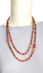 他の写真3: 【送料無料】◆flower storm◆長さ59~64cm 天然石サードオニキス、ゴールドシトリンと秋色ビーズのマルチカラー２連ネックレス  アジャスター付 ( パワーストーン 紅縞瑪瑙 黄水晶 ウッド ボヘミアン TOHO ステンレス アクセサリー 日本製 ） 