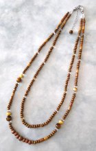 他の写真1: 【送料無料】◆flower storm◆長さ59~64cm 天然石イエロータイガーアイ、ゴールデンタイガーアイ、ゴールドシトリン＆ウッドビーズの２連ネックレス  アジャスター付 ( パワーストーン 虎目石 黄水晶 木製 TOHO ステンレス アクセサリー 日本製 ） 