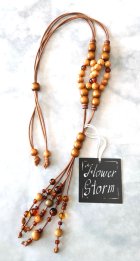 他の写真1: 【送料無料】◆flower storm◆ウッドのぬくもりとナチュラル感で魅せる♪異素材ビーズ使いロングネックレス アジャスター付（アクセサリー 天然木 TOHO  日本製）