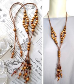 画像8: 【送料無料】◆flower storm◆ウッドのぬくもりとナチュラル感で魅せる♪異素材ビーズ使いロングネックレス アジャスター付（アクセサリー 天然木 TOHO  日本製）