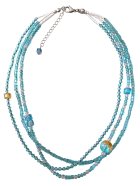 他の写真1: 【送料無料】◆flower storm◆長さ51~56cm アクアブルーのビーズ3連ネックレス 14mmチェコビーズ＆異素材ビーズ アジャスター付 ( アクセサリー TOHOビーズ 真鍮 ステンレス 日本製 ）