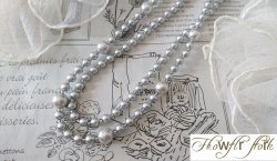 画像4: 【送料無料】◆flower storm◆長さ51~56cm アンティークシルバーの10mm玉樹脂パール＆2種のビーズの２連ネックレス アジャスター付 ( アクセサリー TOHOビーズ ステンレス 日本製 ）