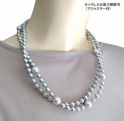 画像8: 【送料無料】◆flower storm◆長さ51~56cm アンティークシルバーの10mm玉樹脂パール＆2種のビーズの２連ネックレス アジャスター付 ( アクセサリー TOHOビーズ ステンレス 日本製 ）