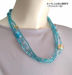 画像7: 【送料無料】◆flower storm◆長さ51~56cm アクアブルーのビーズ3連ネックレス 14mmチェコビーズ＆異素材ビーズ アジャスター付 ( アクセサリー TOHOビーズ 真鍮 ステンレス 日本製 ）