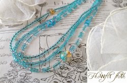 画像4: 【送料無料】◆flower storm◆長さ51~56cm アクアブルーのビーズ3連ネックレス 14mmチェコビーズ＆異素材ビーズ アジャスター付 ( アクセサリー TOHOビーズ 真鍮 ステンレス 日本製 ）