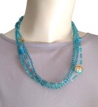 他の写真3: 【送料無料】◆flower storm◆長さ51~56cm アクアブルーのビーズ3連ネックレス 14mmチェコビーズ＆異素材ビーズ アジャスター付 ( アクセサリー TOHOビーズ 真鍮 ステンレス 日本製 ）