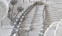 画像6: 【送料無料】◆flower storm◆長さ51~56cm アンティークシルバーの10mm玉樹脂パール＆2種のビーズの２連ネックレス アジャスター付 ( アクセサリー TOHOビーズ ステンレス 日本製 ）