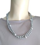 他の写真3: 【送料無料】◆flower storm◆長さ51~56cm アンティークシルバーの10mm玉樹脂パール＆2種のビーズの２連ネックレス アジャスター付 ( アクセサリー TOHOビーズ ステンレス 日本製 ）