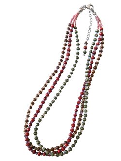 画像1: 【送料無料】◆flower storm◆長さ51~56cm マルチカラー ウッド＆スワロフスキービーズ3連ネックレス アジャスター付 (アクセサリー 木製 スワロ SWAROVSKI  ラインストーン TOHOビーズ ステンレス 日本製 ）