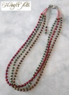 他の写真1: 【送料無料】◆flower storm◆長さ51~56cm マルチカラー ウッド＆スワロフスキービーズ3連ネックレス アジャスター付 (アクセサリー 木製 スワロ SWAROVSKI  ラインストーン TOHOビーズ ステンレス 日本製 ）