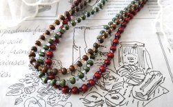 画像5: 【送料無料】◆flower storm◆長さ51~56cm マルチカラー ウッド＆スワロフスキービーズ3連ネックレス アジャスター付 (アクセサリー 木製 スワロ SWAROVSKI  ラインストーン TOHOビーズ ステンレス 日本製 ）