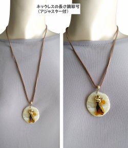 画像4: 【送料無料】【レザーネックレス】◆flower storm◆ 仮面をつけた猫＆猫フェイス 革紐ロングネックレス べっ甲調 2種（ アクセサリー ねこ キャット 日本製）