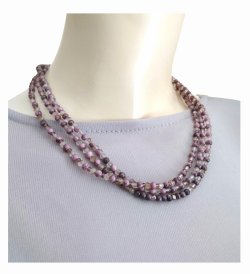 画像5: 【送料無料】◆flower storm◆長さ47~52cm ニュアンスカラー4種のガラスビーズ3連ネックレス アジャスター付 モーヴ/セージ(アクセサリー ステンレス TOHOビーズ MIYUKIビーズ 日本製 ）