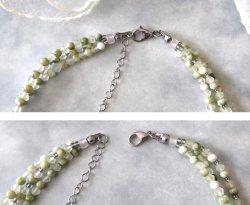 画像13: 【送料無料】◆flower storm◆長さ47~52cm ニュアンスカラー4種のガラスビーズ3連ネックレス アジャスター付 モーヴ/セージ(アクセサリー ステンレス TOHOビーズ MIYUKIビーズ 日本製 ）