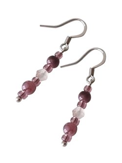 画像2: 【送料無料】◆flower storm◆ニュアンスカラーガラスビーズのステンレス製フックピアス モーヴ/セージ(アクセサリー サージカルステンレス  TOHOビーズ 日本製 ） 